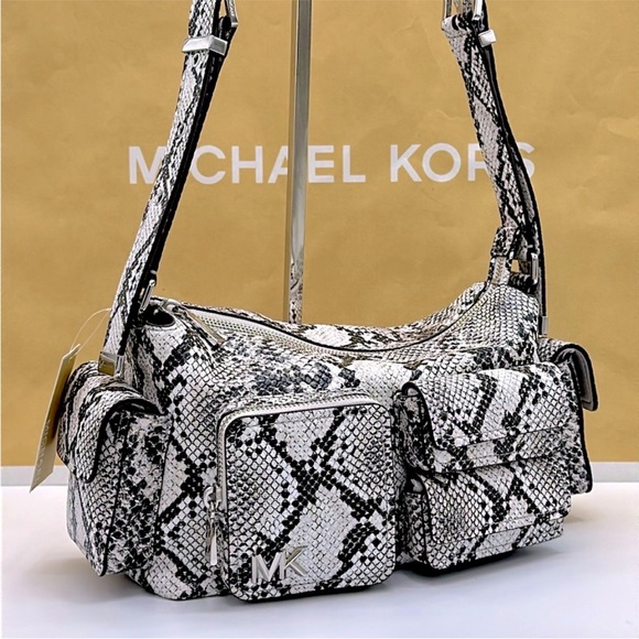 Michael Kors Snake Print Shoulder Bag - Black and White - Picture 16 of 16